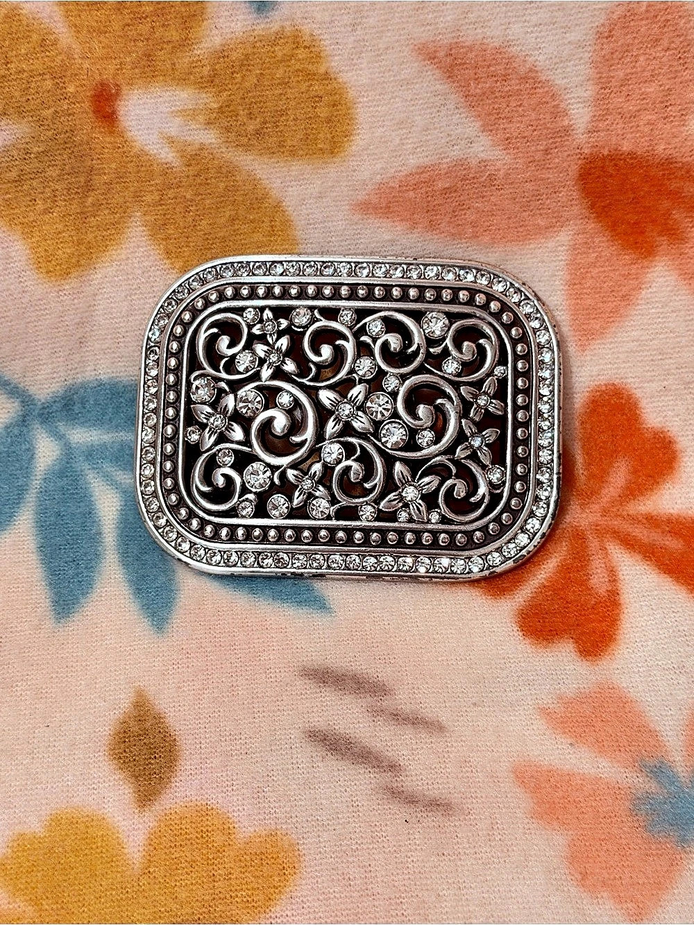 Blazin Roxx Rhinestone Filigree Belt Buckle Western Glitz Silver Tone - Picture 1 of 4